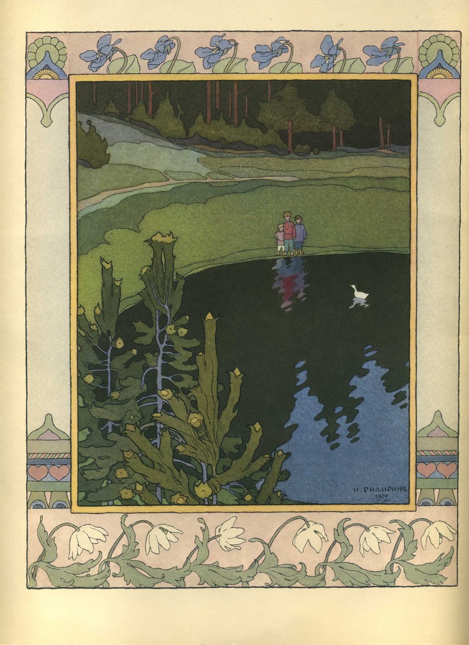 Ilustrace k pohádce Bílá kachna, 1902 od Ivan Yakovlevich Bilibin