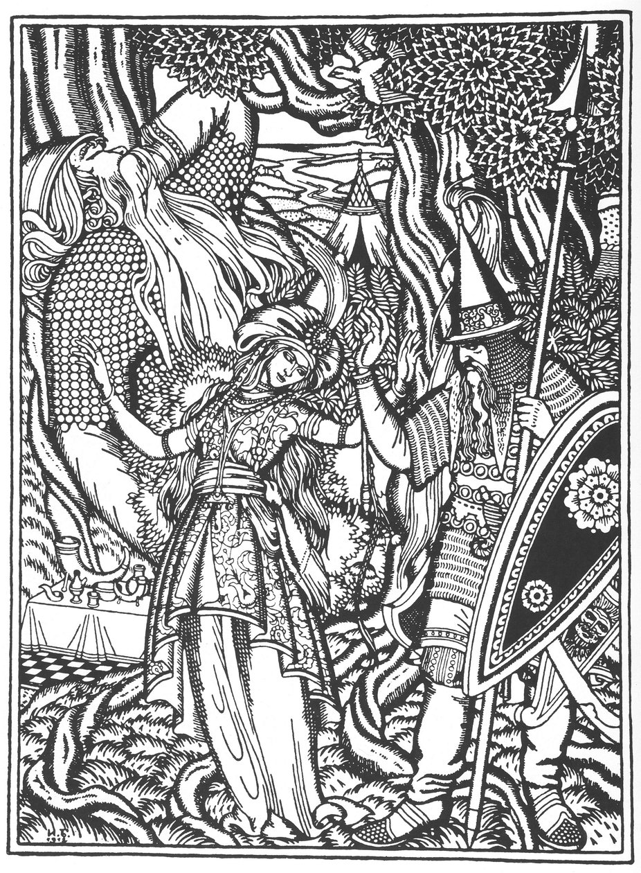 Ilya Muromets a Svyatogors vife, 1912 od Ivan Yakovlevich Bilibin