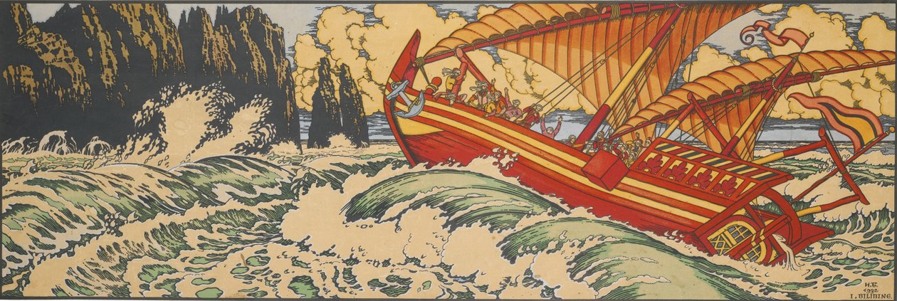Sindibád námořník. Ilustrace pro Arabské pohádky od Ivan Yakovlevich Bilibin