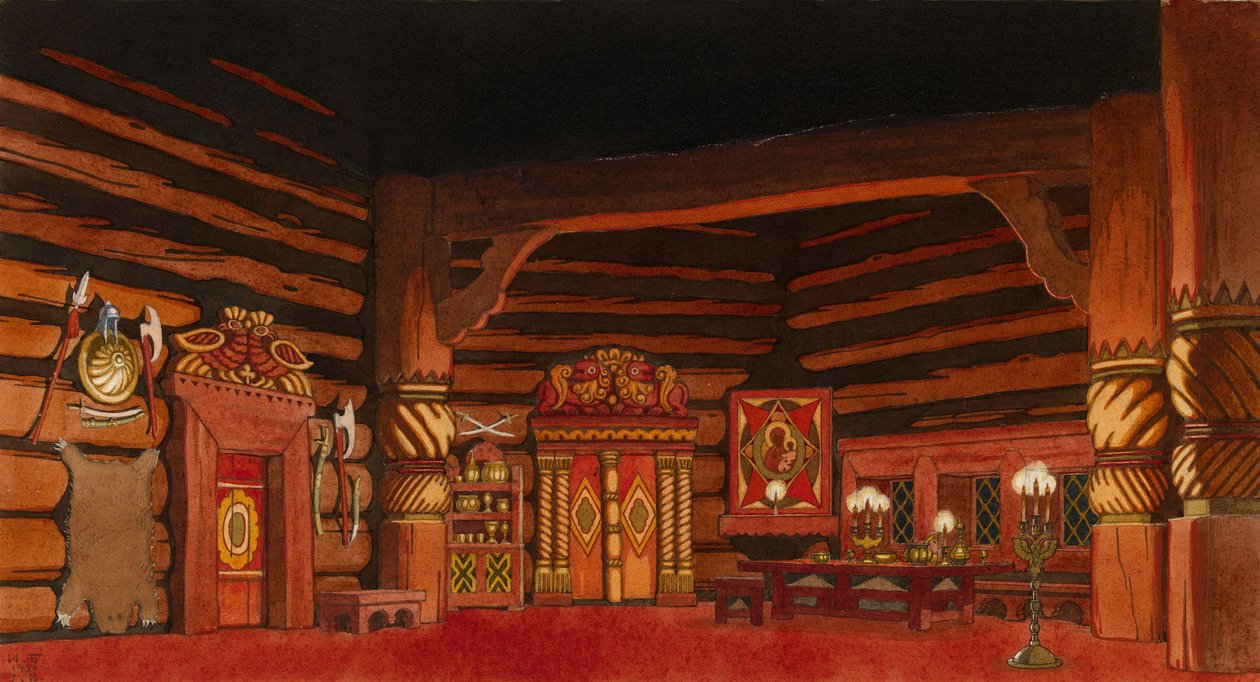 Scénický návrh k opeře Carská nevěsta N. Rimského-Korsakova, 1930 od Ivan Yakovlevich Bilibin