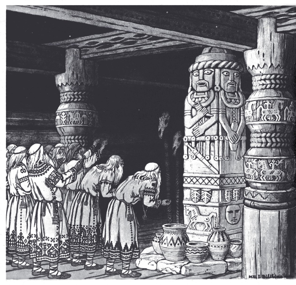 Klanění boha Svetovida, 1934 od Ivan Yakovlevich Bilibin