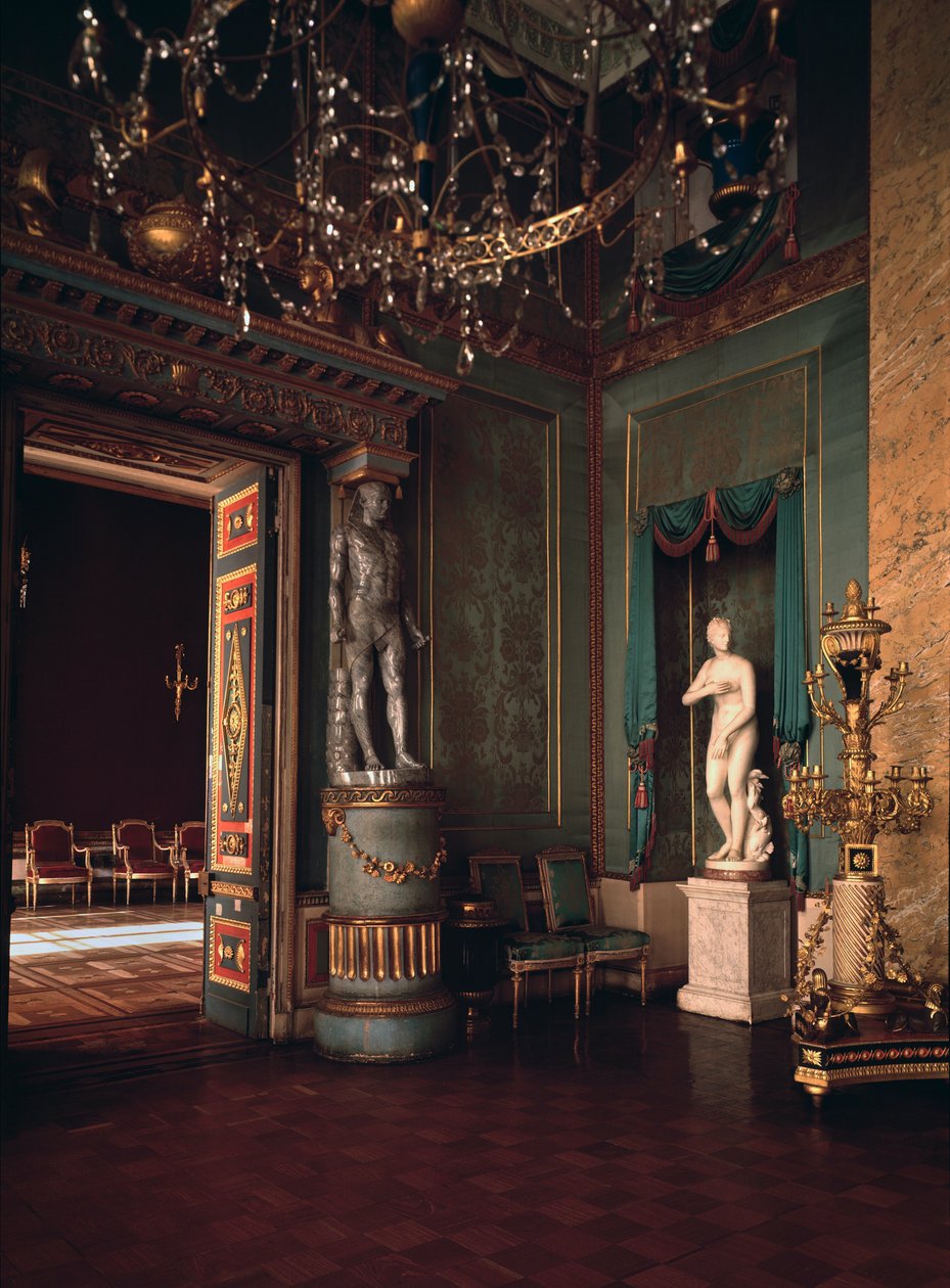 La salle bleue du palais Ostankino a Moscou (Modrý sál paláce Ostankino v Moskvě) - architekt Ivan Jegorovič Starov (1745-1808) od Ivan Yegorovich Starov