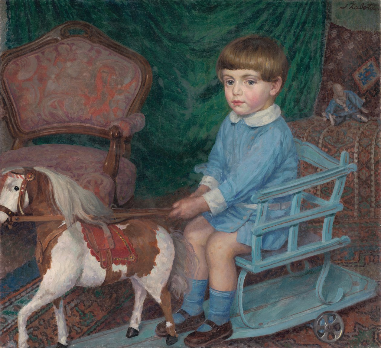 Dítě s hračkou koně, c. 1925. od Ivan Zabota