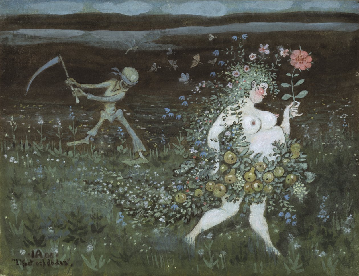 La Vie et la Mort - Život a smrt, Arosenius, Ivar (1878-1909). Akvarel, kvaš na papíře od Ivar Axel Henrick Arosenius