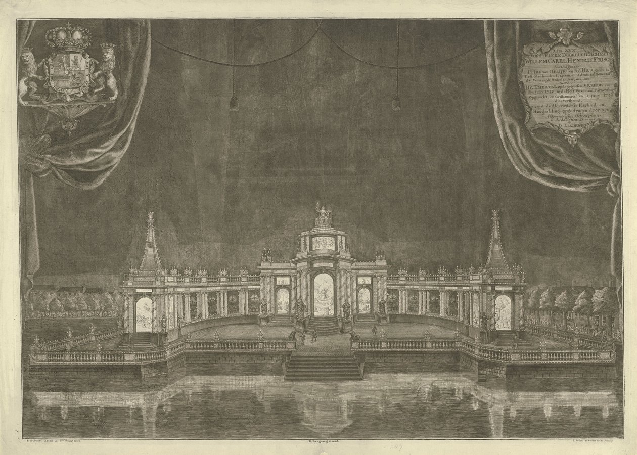 Iluminace divadla v Haagu před mírem v Cáchách, 1749 od Iven Besoet