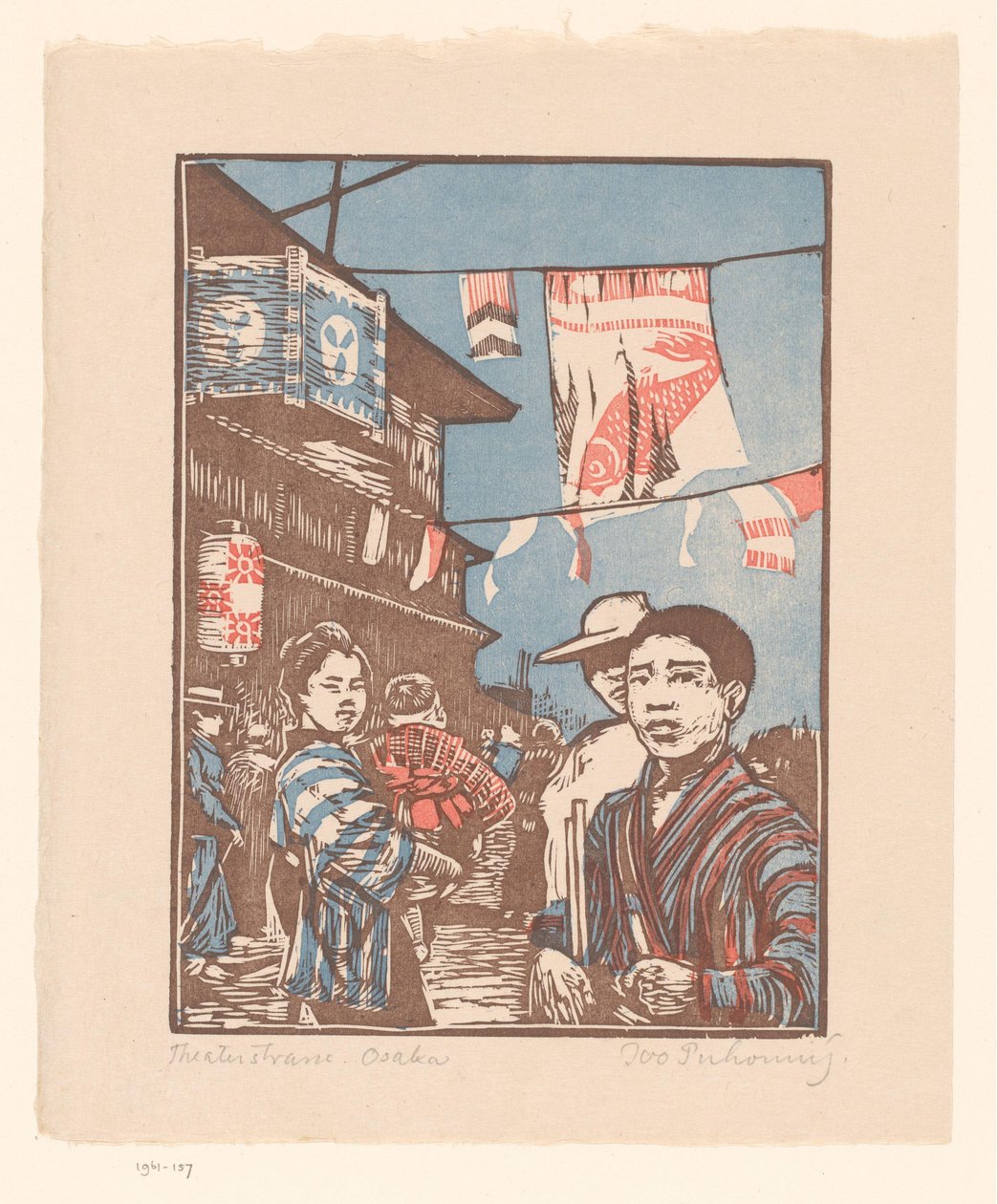 Pohled na Dōtonbori v Ósace Theaterstrasse Osaka (název na objektu) od Ivo Puhonny (signed by artist)
