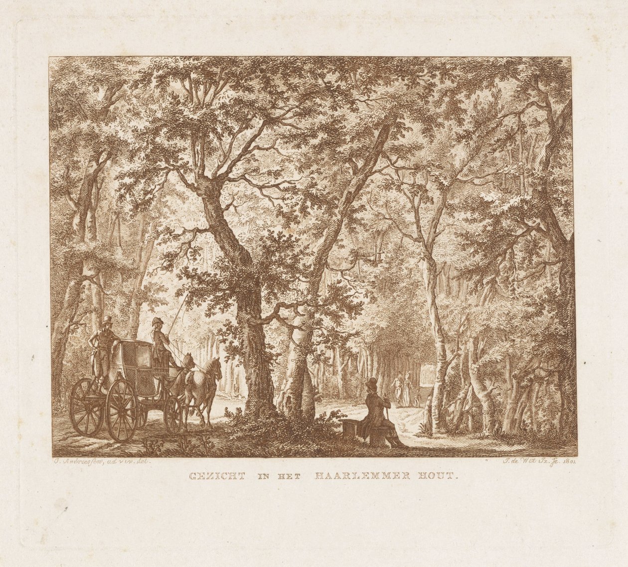 Kočár a chodítka v Haarlemmerhout Zobrazit v Haarlemmer Hout (název na objektu) od Izaak Jansz. de Wit