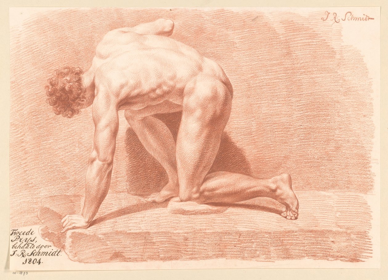 Klečící mužský akt, boční pohled (2. cena 1804) od Izaak Riewert Schmidt