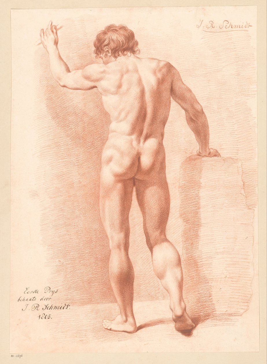 Stojící mužský akt, pohled zezadu (1. cena 1805) od Izaak Riewert Schmidt