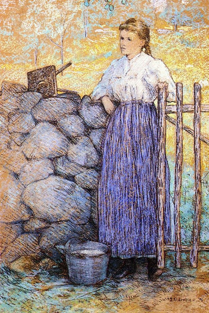 Dívka stojící u Gatena od J. Alden Weir