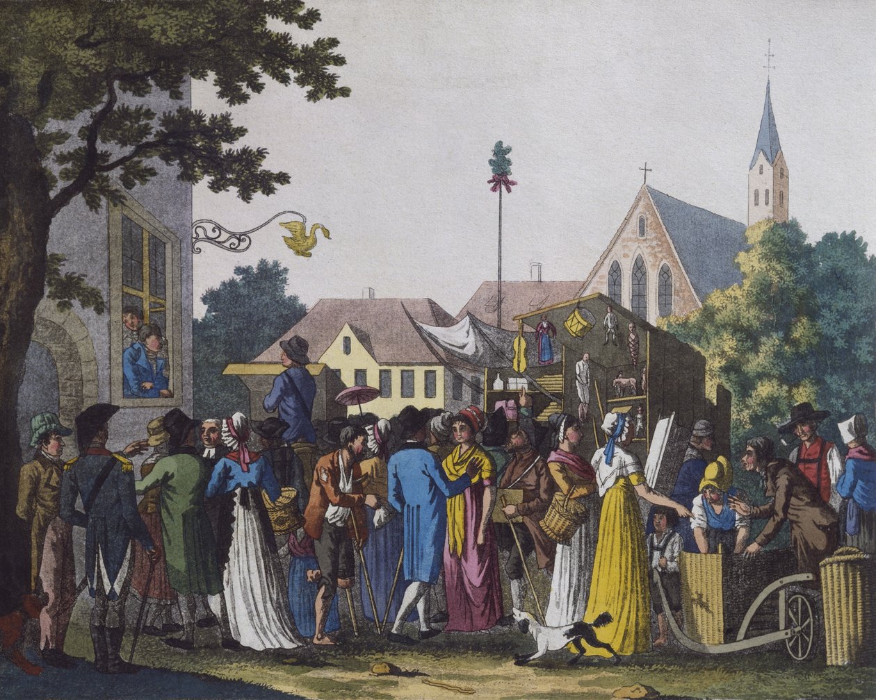 Market, 1810 (barevné rytí) od J. B. Wunder