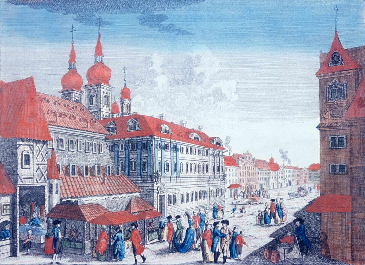 Divadla v ulici Kotce, kolem roku 1800 od J. Carmine