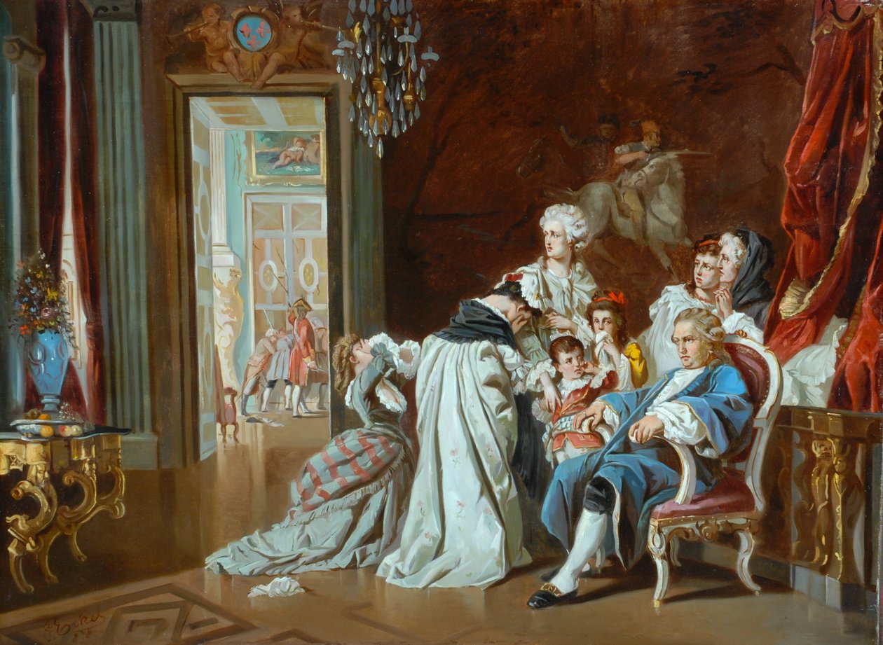 Ludvík XVI. a královská rodina při pádu Versailles, 1878 od J. Eckel