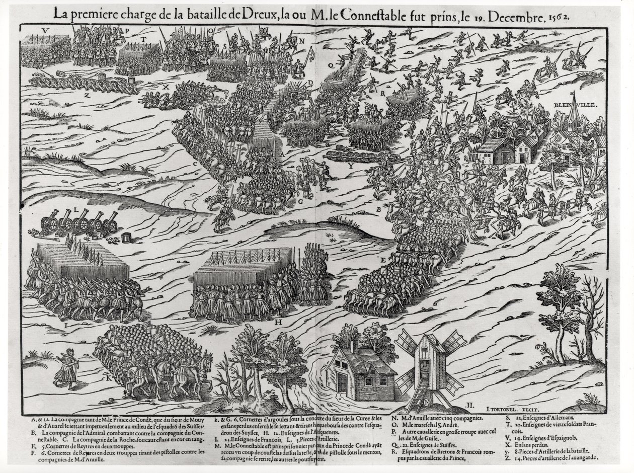 Bitva u Dreux, 19. prosince 1562 od J. J. and Tortorel, J. Perrissin