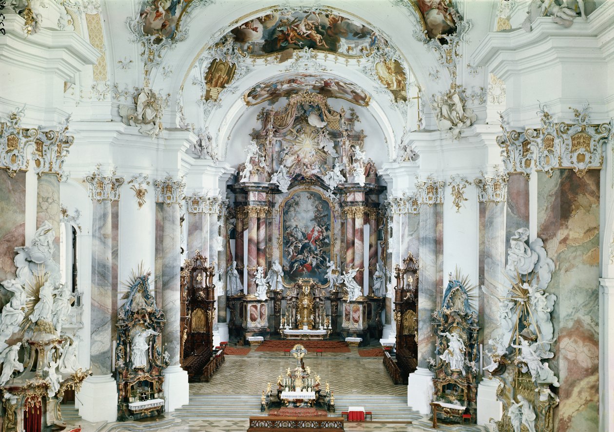 Interiér kostela benediktinského opatství, 1711-31 od J. M. and Feuchtmayer, J. A. Fischer