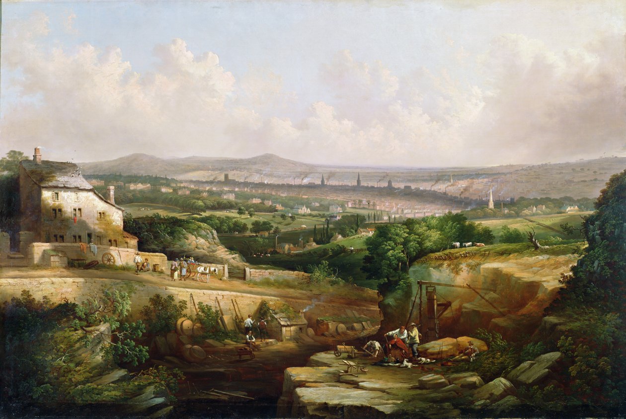 Pohled na Sheffield z ulice Psalter Lane, cca 1850 od J. McIntyre