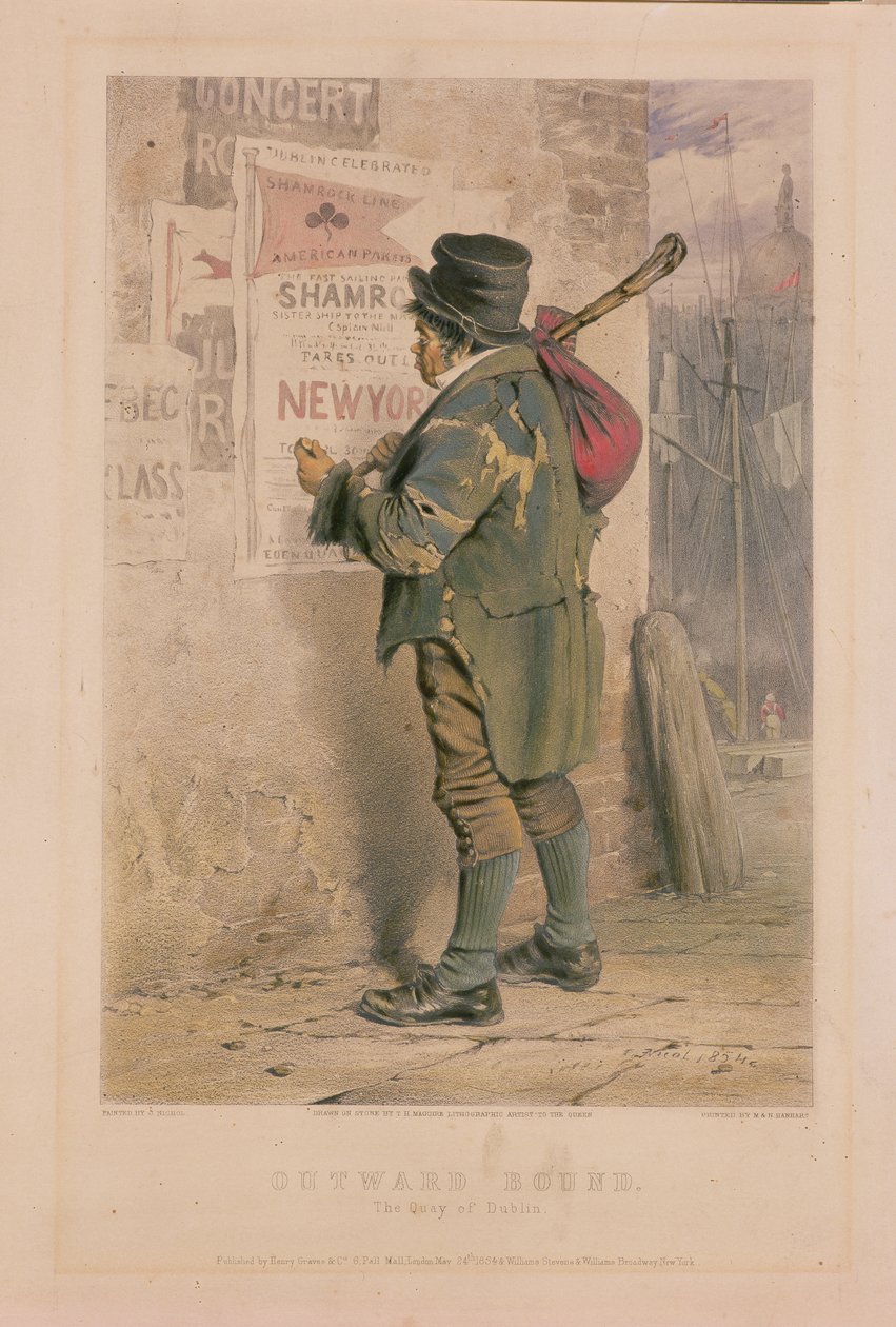 Outward Bound, The Quay of Dublin, vyryl T.H. Maguire, 1854 (viz 189921) od J Nicol