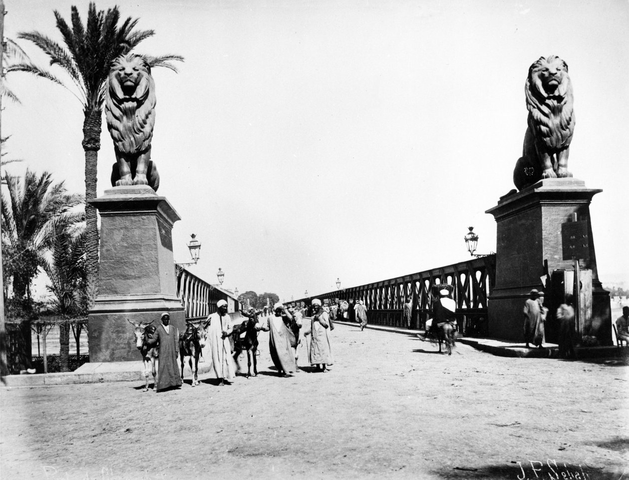 Most Kobri el Gezira, Káhira, kolem roku 1880 od J. Pascal Sebah