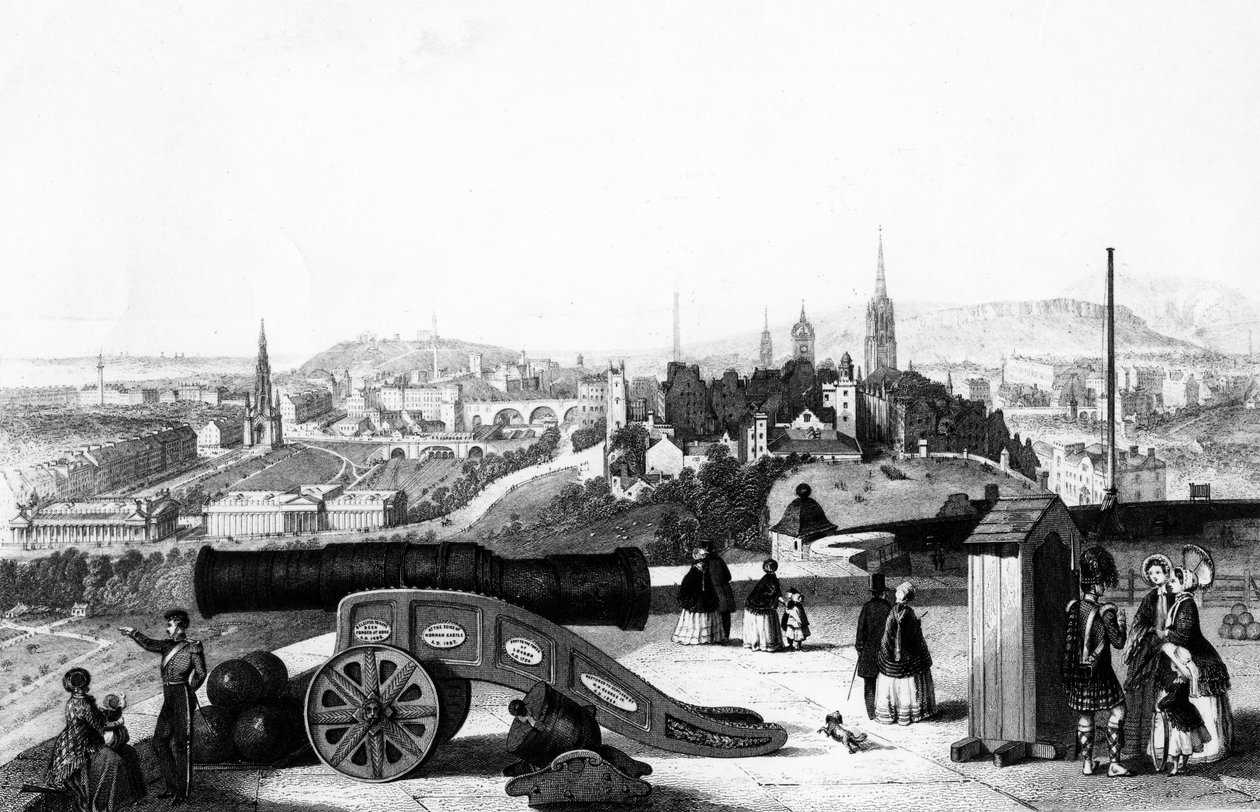 Edinburgh z hradu, vyryl Thomas Brown od John Ramage