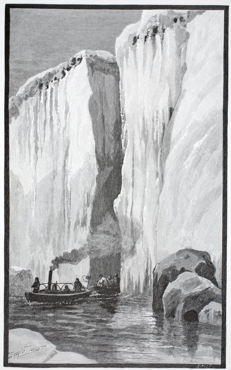 Nádherné vedení přes rozdělenou floeberg, hospodu. Londýn 1886 od J. Steeple Davis