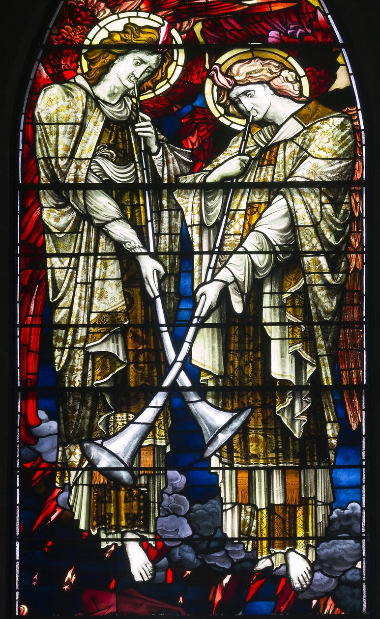 Jesmond, St George, Gateshead Stained Glass Co, J W Brown TR Spence, East Window, The Last Judgement, 1888 od J. W. and Spence Brown