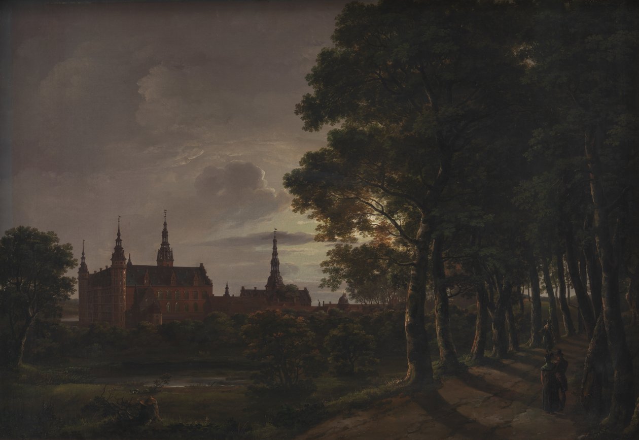 Hrad Frederiksborg za měsíčního svitu od Johan Christian Dahl