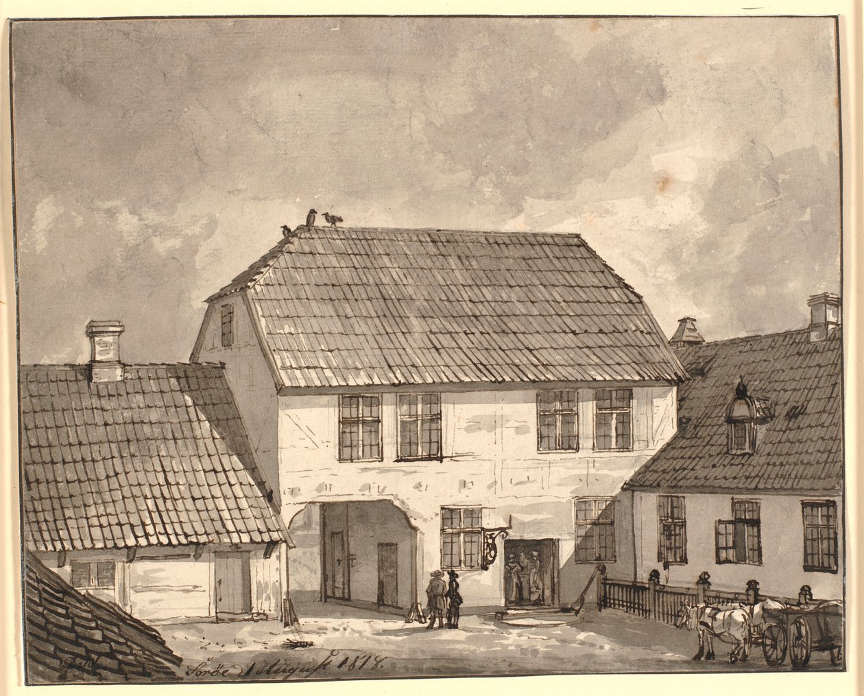 Interiér farmy od Sorø od Johan Christian Dahl