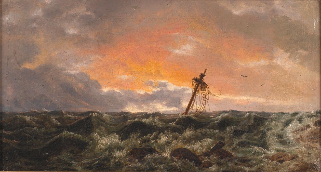 Přímořská krajina s vrakem od Johan Christian Dahl