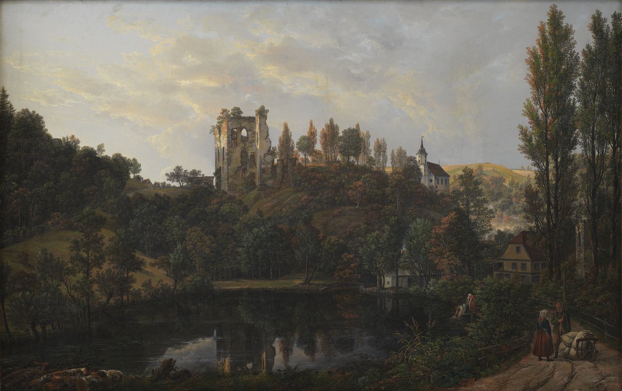 Zřícenina hradu v Tharandtu od Johan Christian Dahl