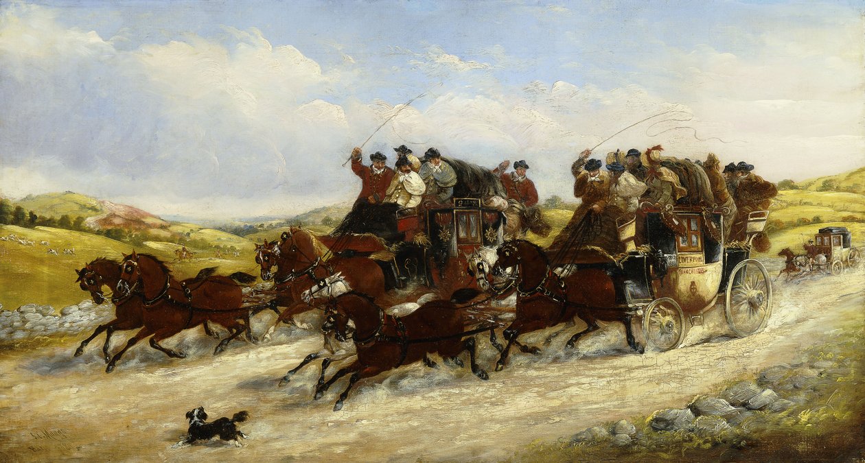 Závod mezi Liverpoolem a Manchesterem s honbou za hranicemi, 1880 od J.C. Maggs