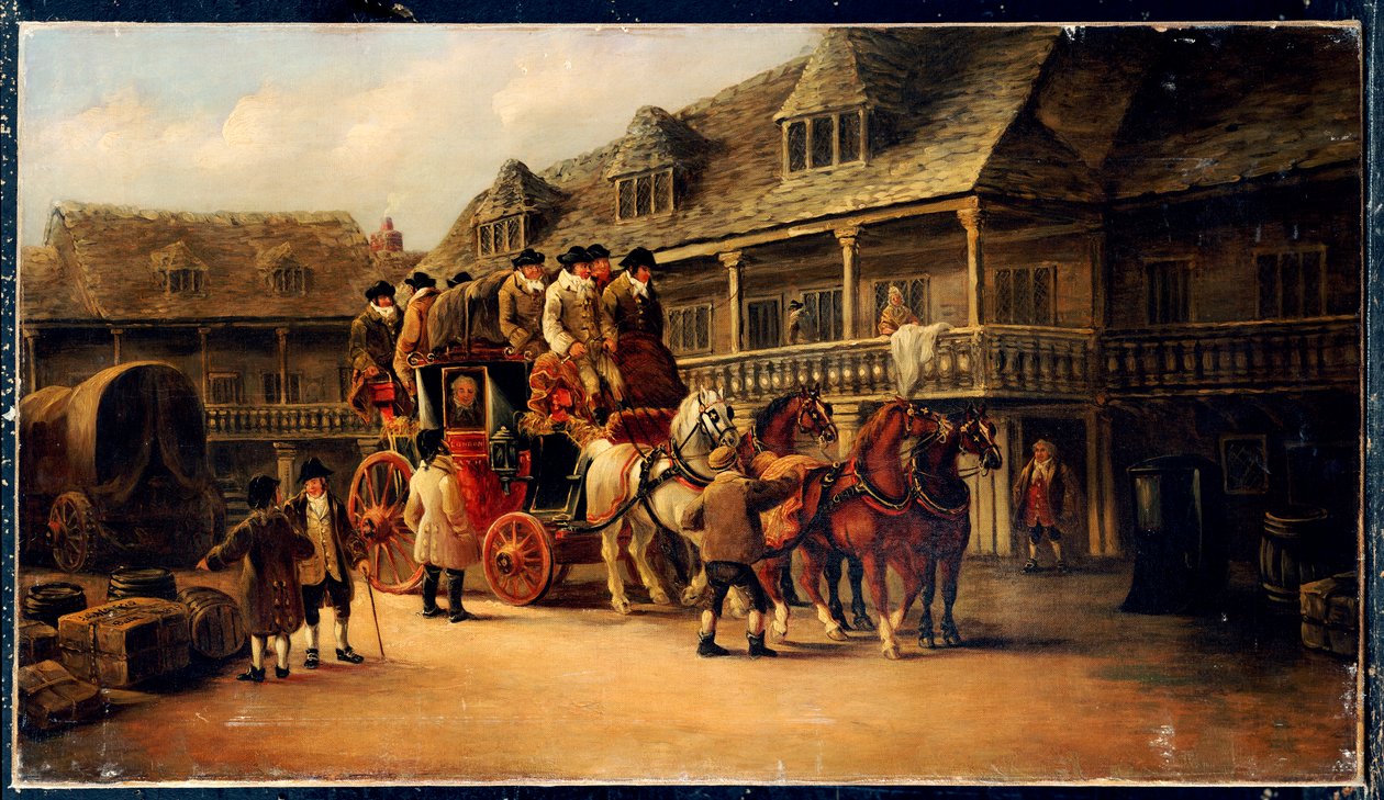 Nástup na autobus do Londýna, 1879 od J.C. Maggs