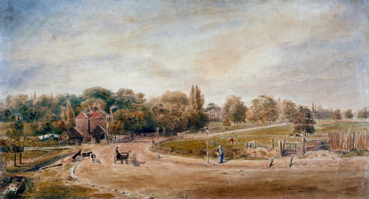 Court Lane a Lordship Lane, Dulwich, Londýn, 1860. od JC Mandy