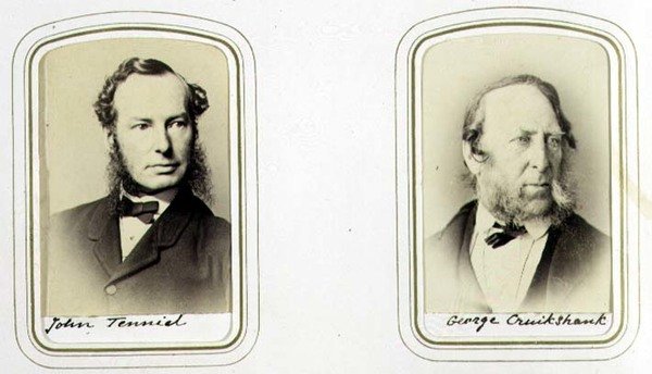 Portréty sira Johna Tenniela (1820-1914) a George Cruikshanka (1792-1878) kolem roku 1860 (tisk alba) od J.C. Watkins