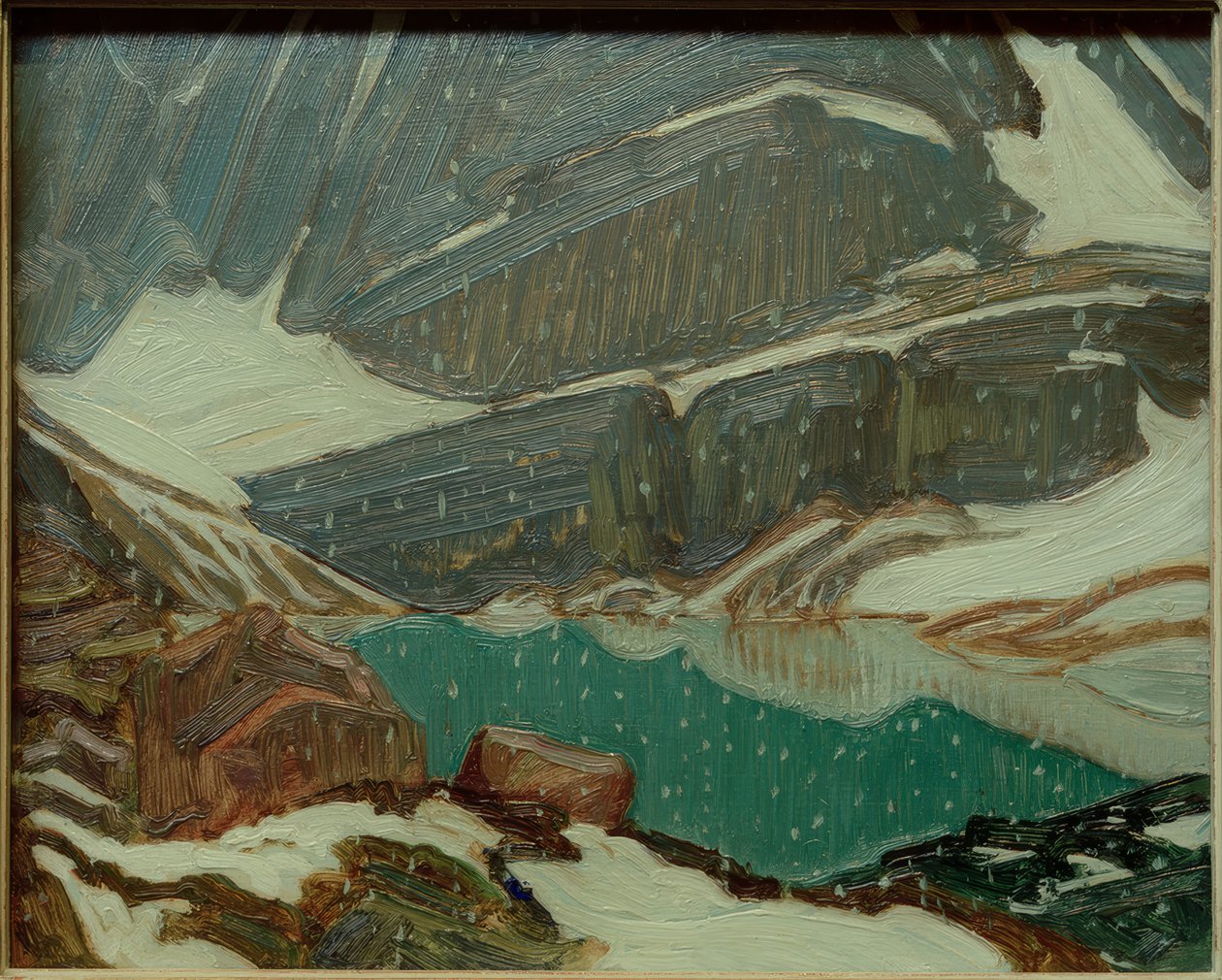 Sníh u jezera Oesa od J.E.H. MacDonald