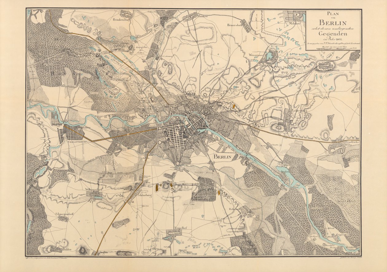 Mapa Berlína, 1802 od F. Schneider