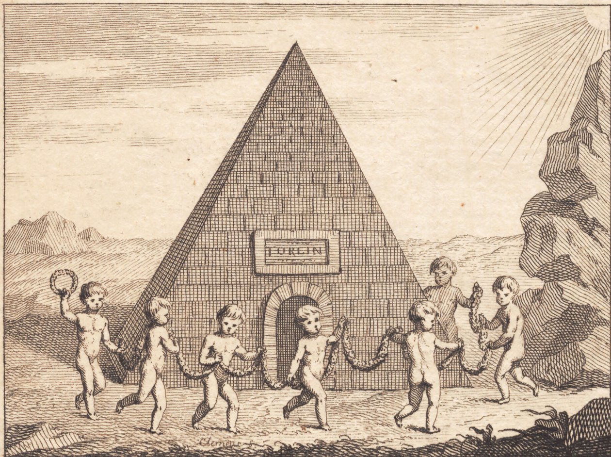Sedm dětí tančí před pyramidou od J.F. Clemens