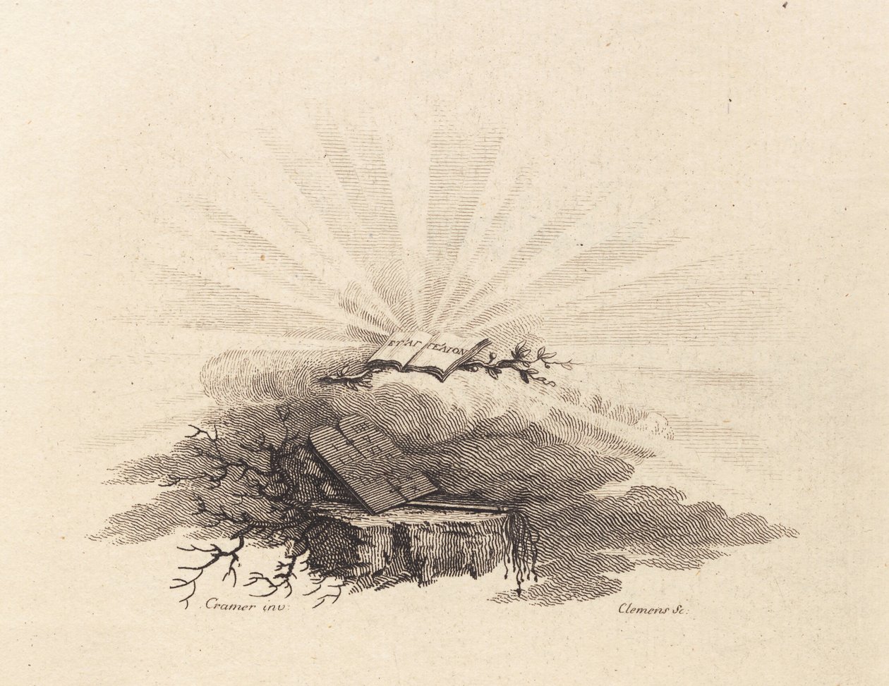 Titulní viněta pro C. Bastholma: "Duchovní řeči", 1779 od J.F. Clemens