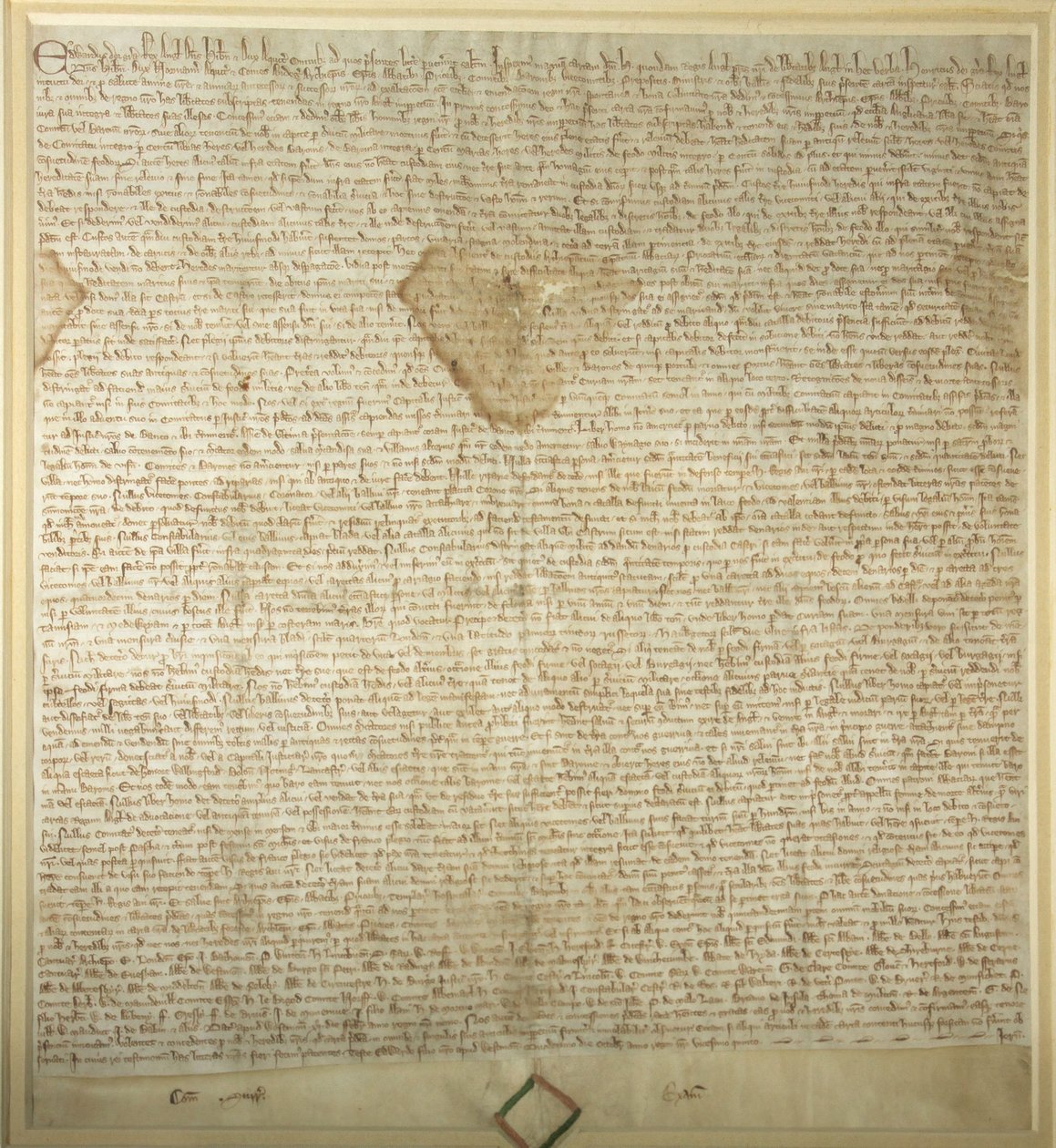 1297 kopie Magna Charty, která je vystavena v členské hale Parlamentu od JJ Harrison