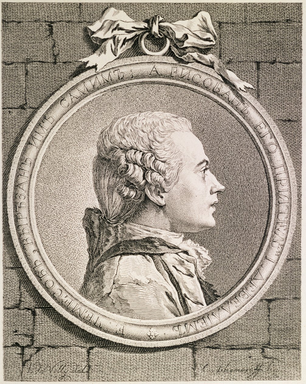 Portrét Jevgrafa Petroviče Čemešova, rytina autora, 1764-5 (lept se suchou jehlou) od J.L. Devilly