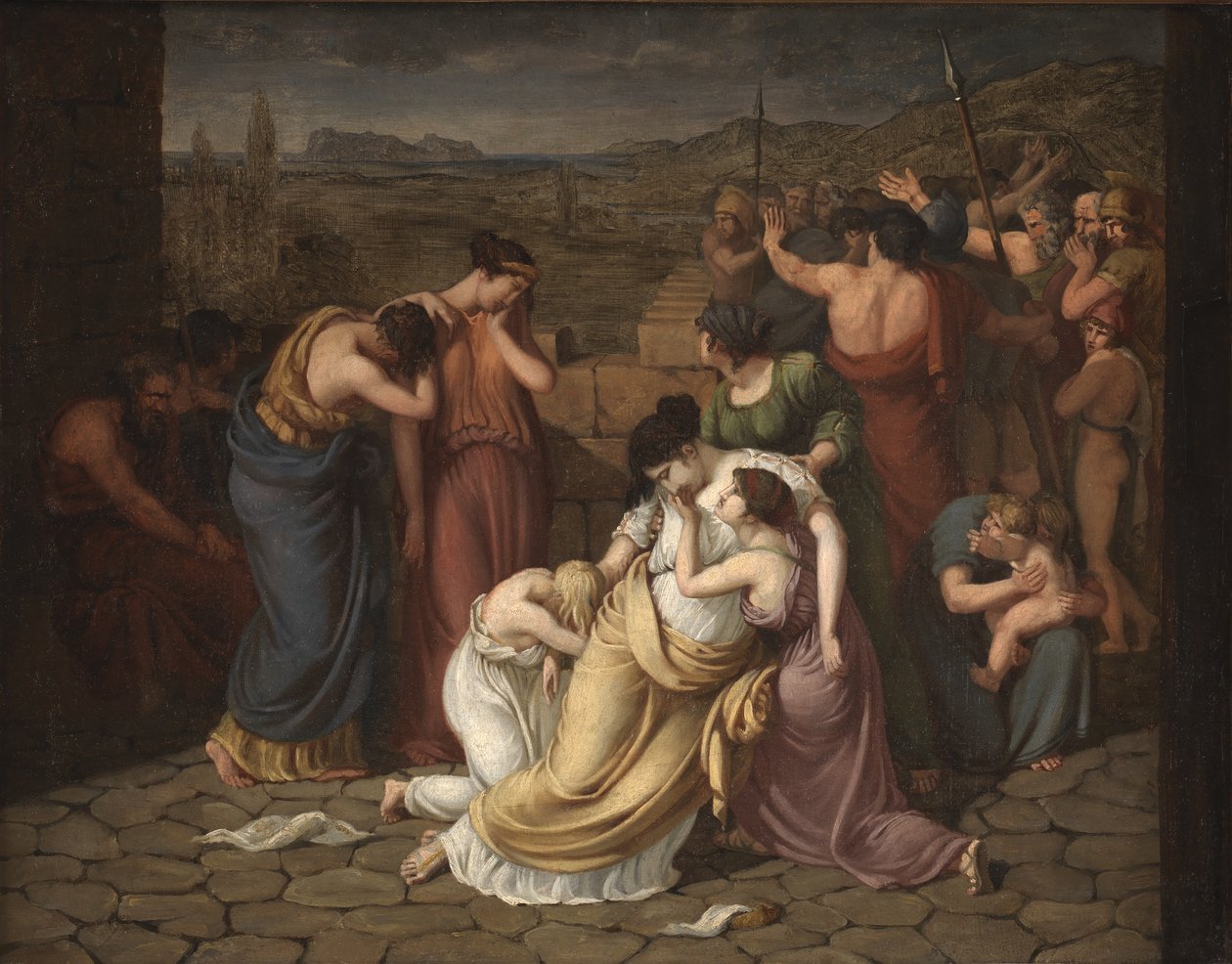 Andromache v zoufalství při pohledu na Hectorovo tělo od J.L. Lund