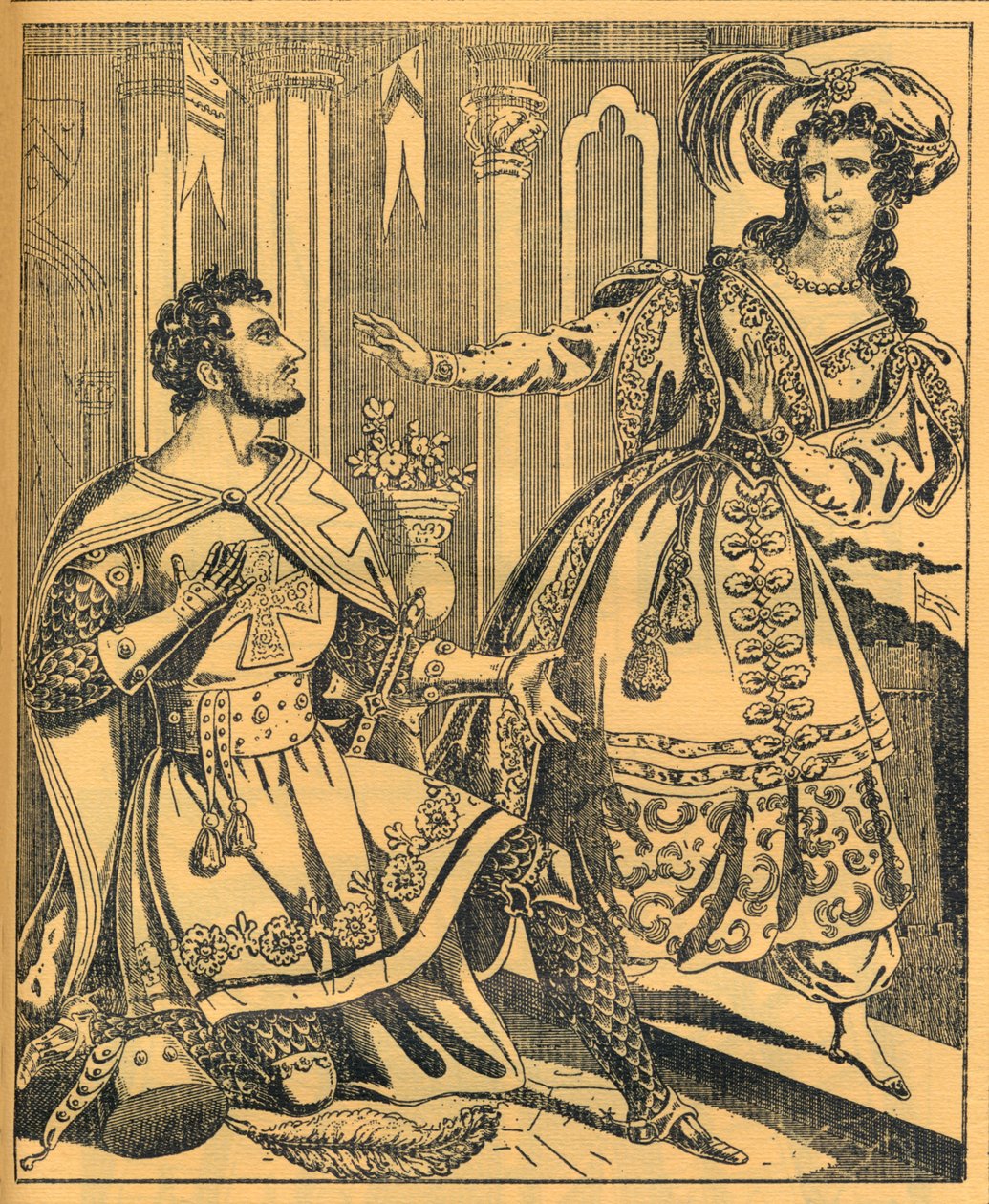 „Ivanhoe: Sir Brian de Bois Guilbert a Rebecca“, 19. století od JL Marks