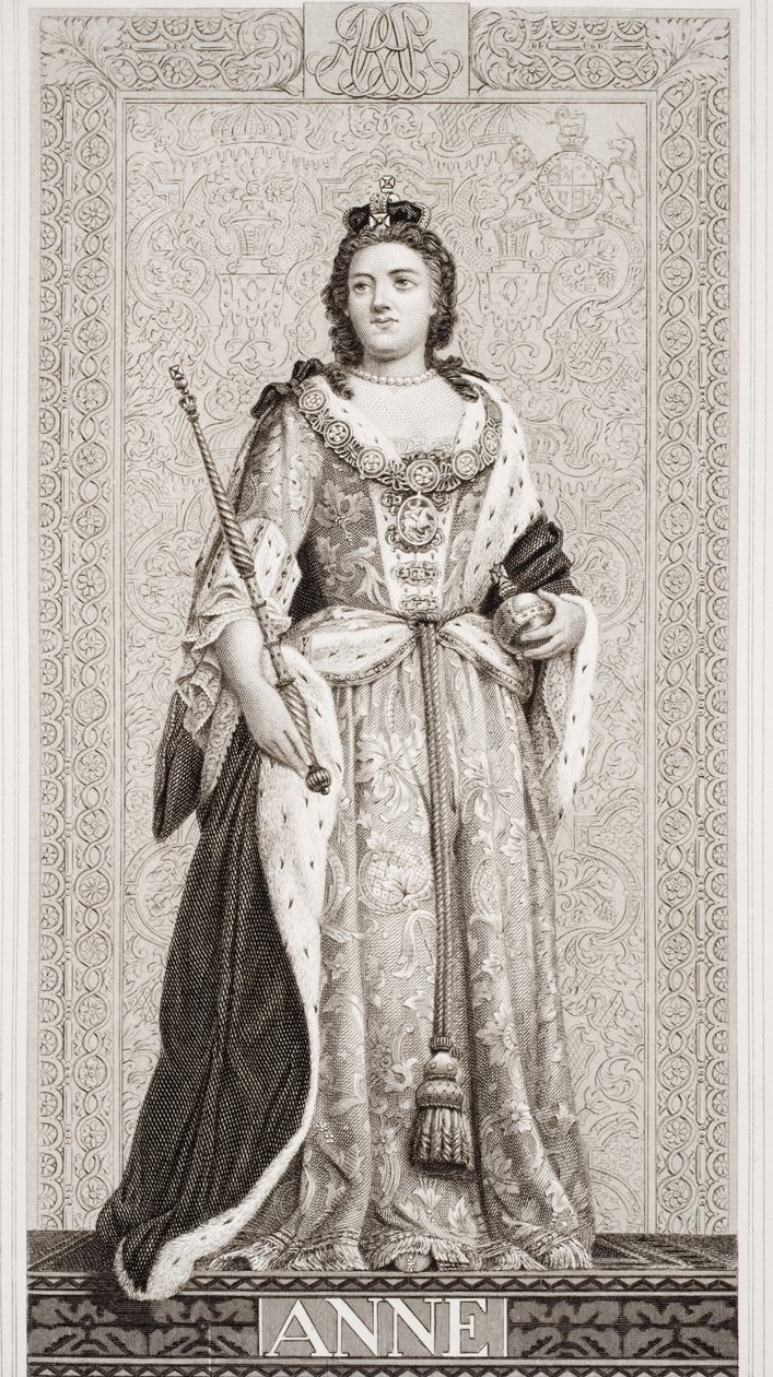 Královna Anna (1665-1714) z „Ilustrace anglické a skotské historie“ svazek II od J.L. Williams