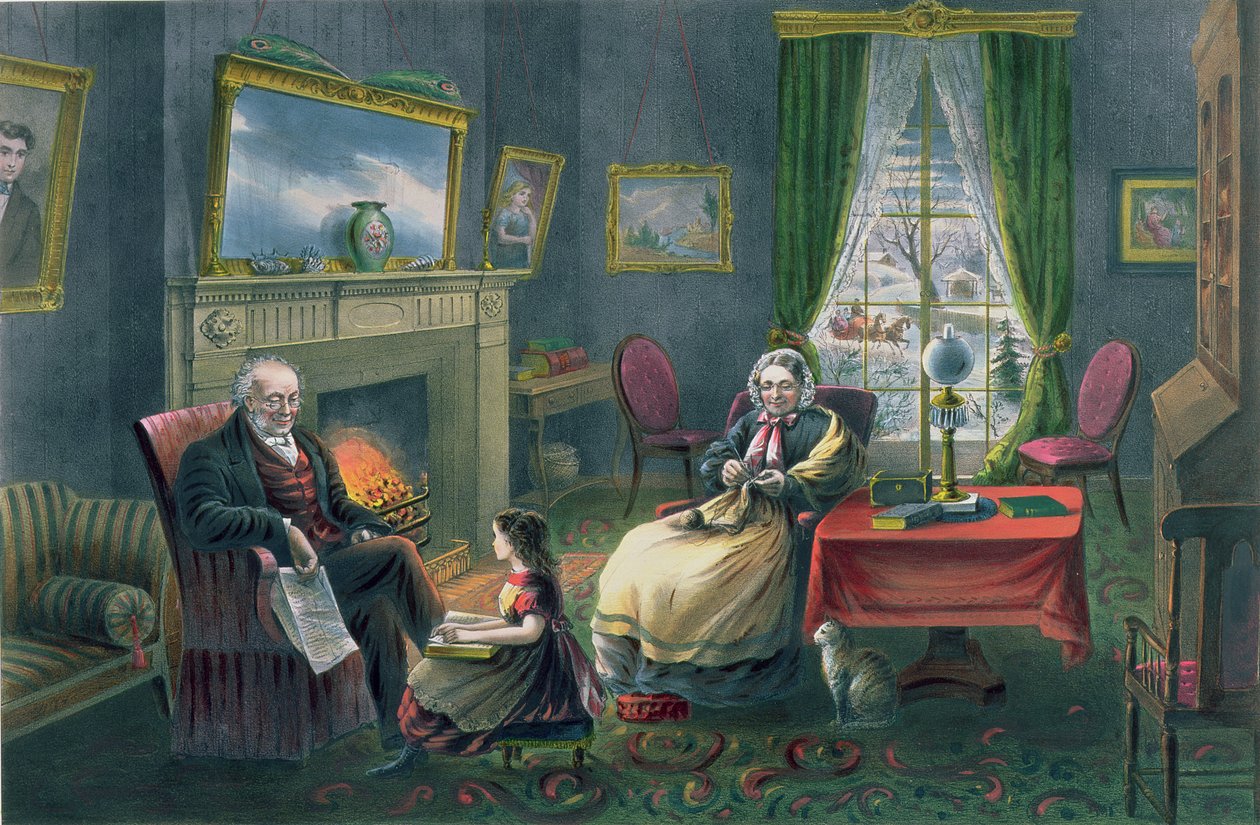 The Four Seasons of Life: Old Age, `The Season of Rest`, vyryl Parsons und Atwater, pub. od Currier a Ives, New York, 1868 (viz 87970, 87971) od N. and Ives, J.M. Currier