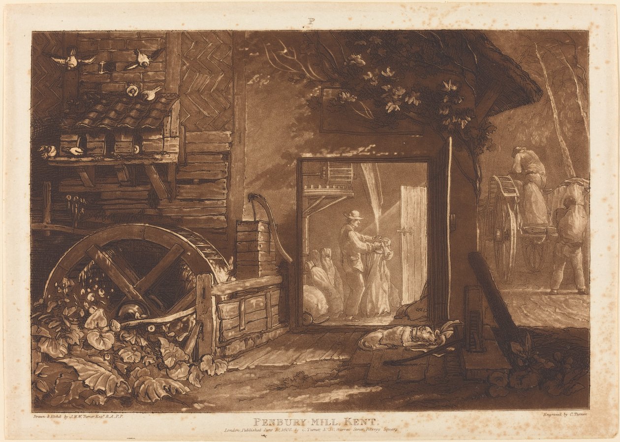 Pembury Mill, Kent, publikoval 1808. od Joseph Mallord William Turner