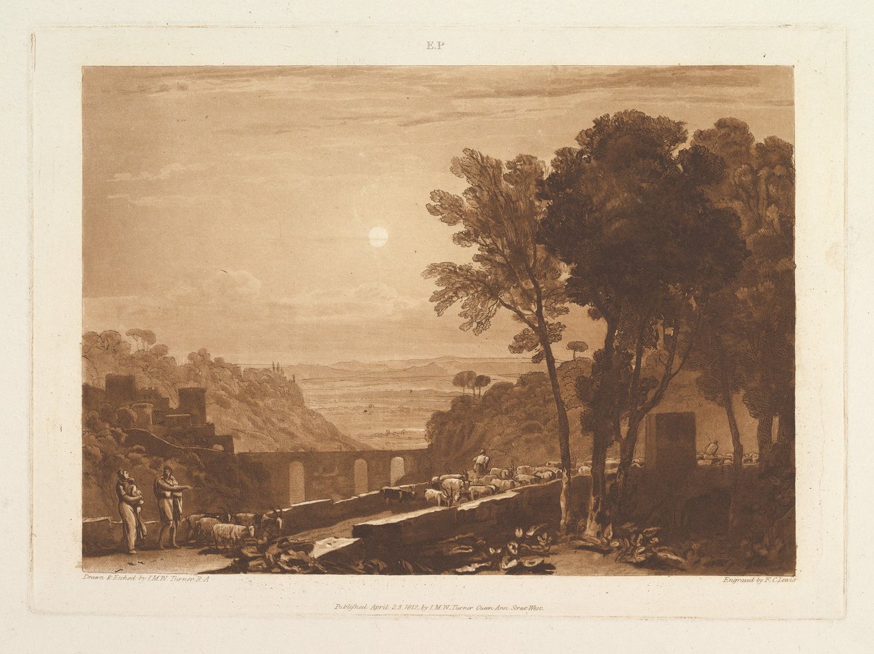 Most a kozy Liber Studiorum, část IX, deska 43, 23. dubna 1812. od Joseph Mallord William Turner