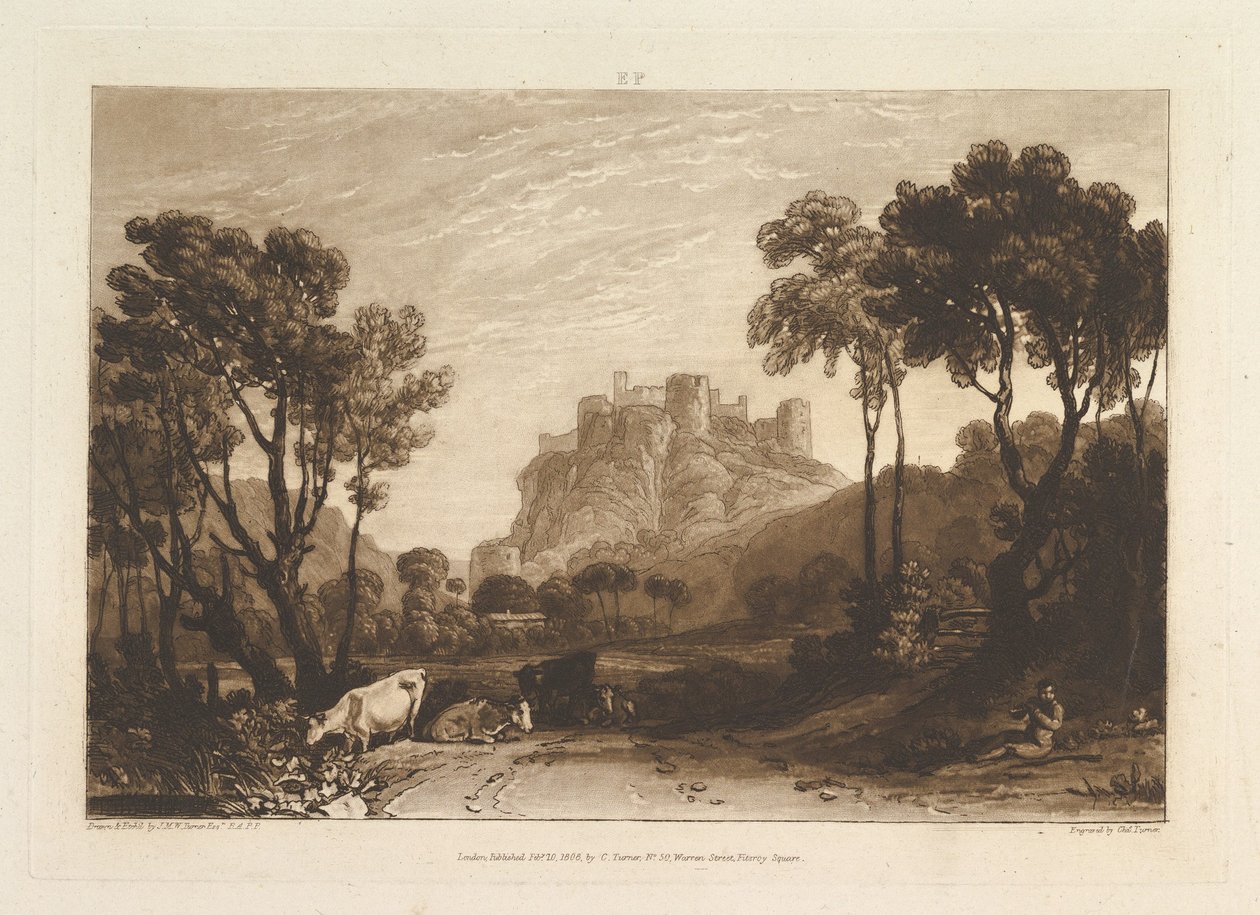Zámek nad loukami Liber Studiorum, část II, deska 8, 1808. od Joseph Mallord William Turner