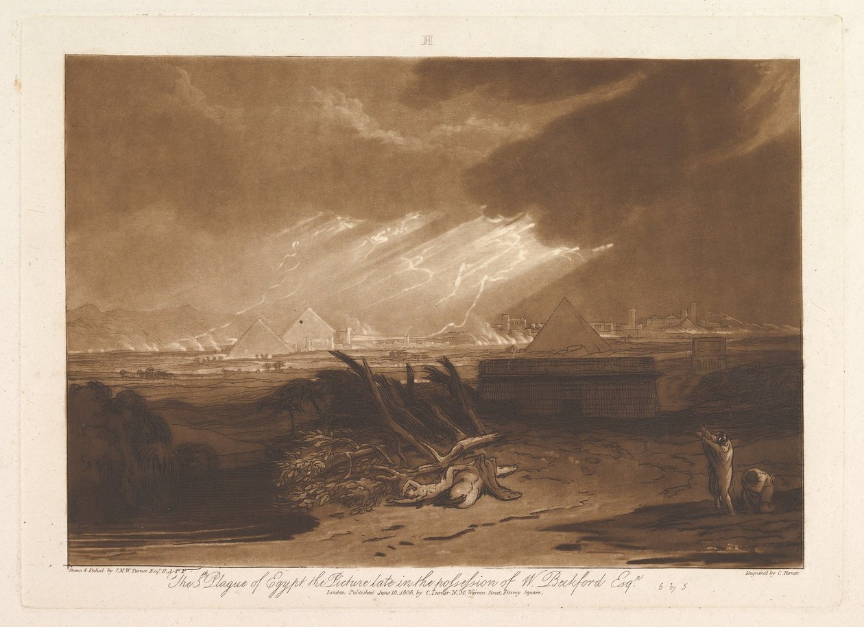 Pátá egyptská rána Liber Studiorum, část III, deska 16, 10. června 1808. od Joseph Mallord William Turner