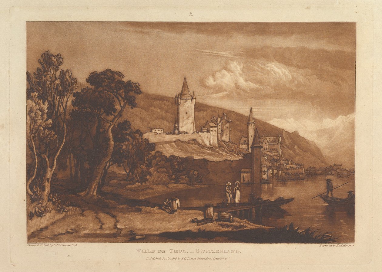 Město Thun, Švýcarsko Liber Studiorum, část XII, deska 59, 1. ledna, od Joseph Mallord William Turner