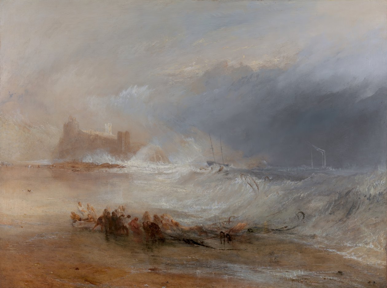 Wreckers -- Pobřeží Northumberlandu, s parníkem, který pomáhá lodi u pobřeží, mezi 1833 a od Joseph Mallord William Turner