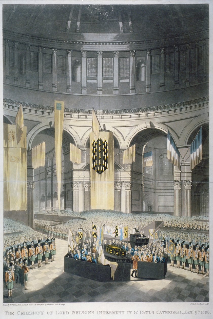 Obřad pohřbu lorda Nelsona v katedrále svatého Pavla, City of London, 1806 od JR Hamble